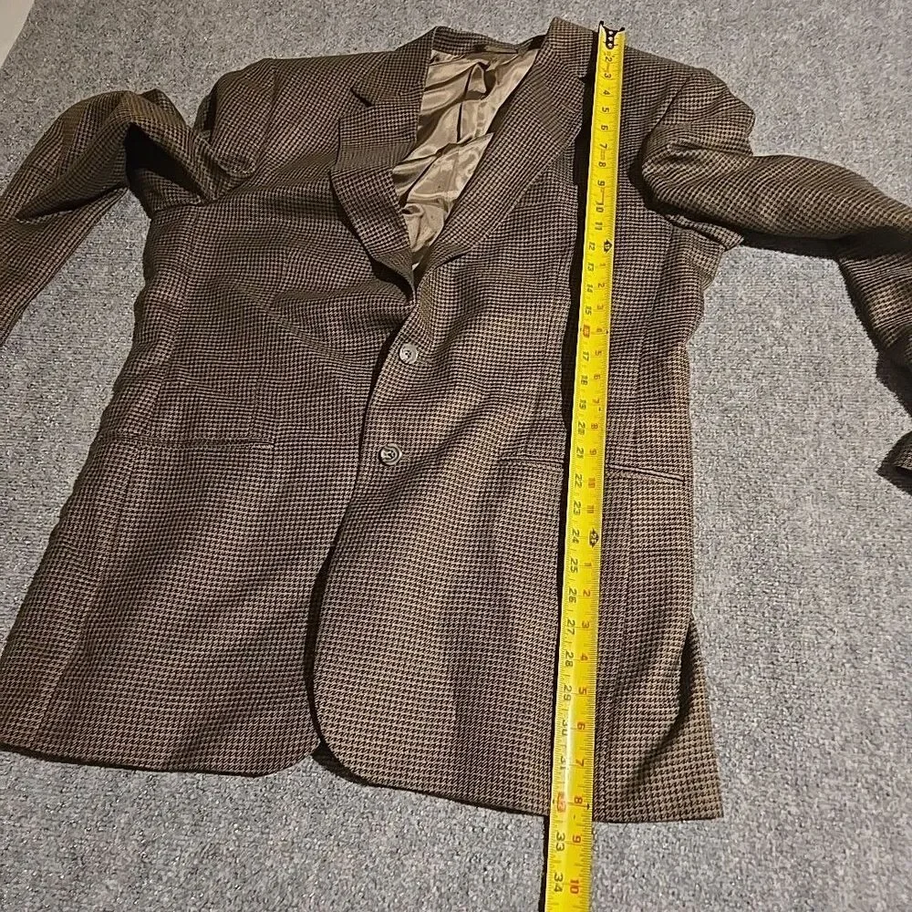 Vtg Ashford Lane Blazer Mens 42XL Brown Houndstooth Suit Jacket Sport Coat Retro